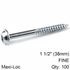 KREG Zinc Pocket Hole Screws 38mm 1.50' #7 Fine Thread Mx Loc 100ct